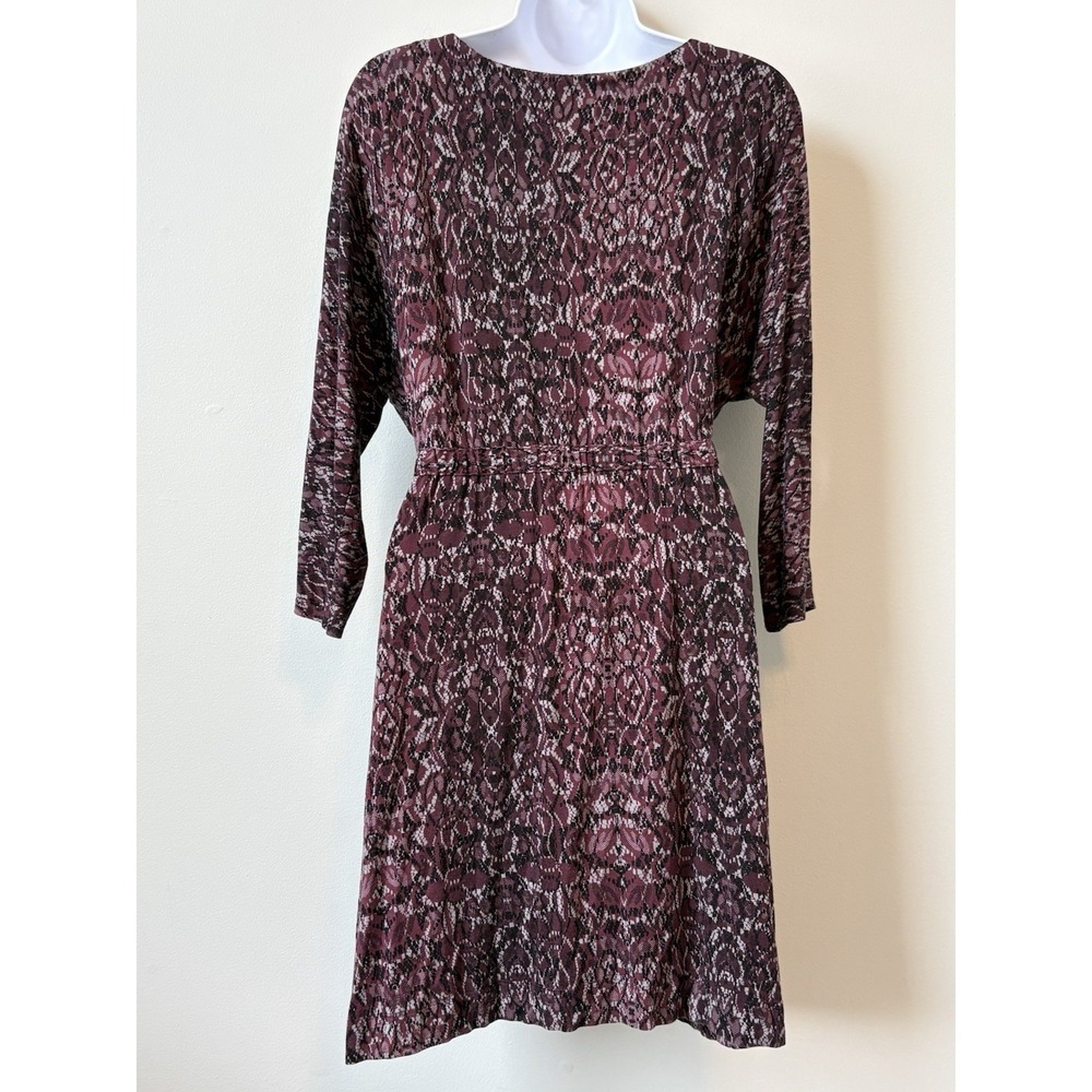 Soma Live Lounge Wear Abstract Print Drawstring Lounge Dress Large Burgundy - Picture 3 of 8